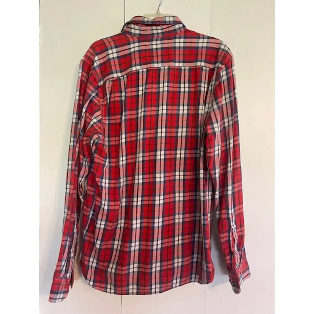 The North Face Men's Size Medium Heavy Cotton Plaid Button-Up Shirt‎ Red & Blue